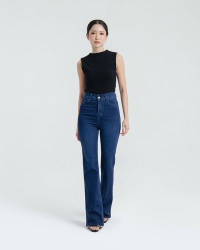 Dark Blue Elongating Flare Jeans