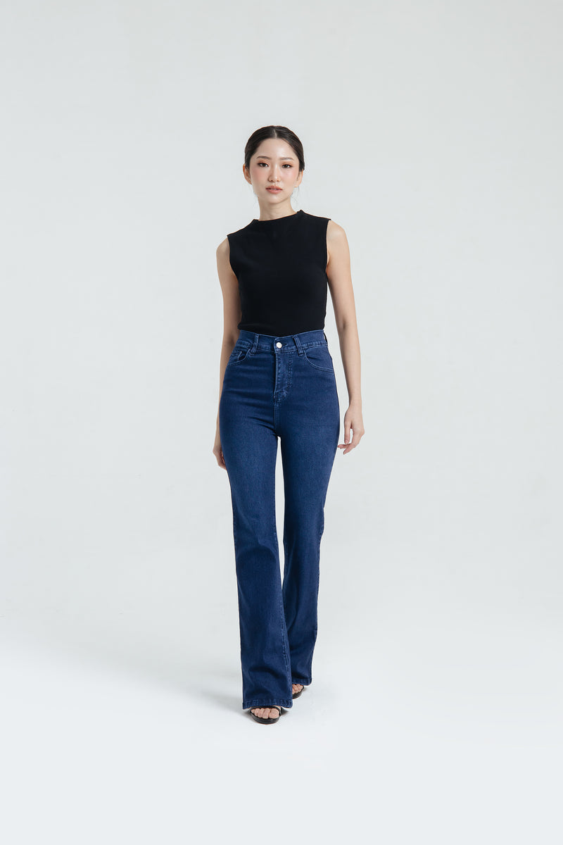 Dark Blue Elongating Flare Jeans