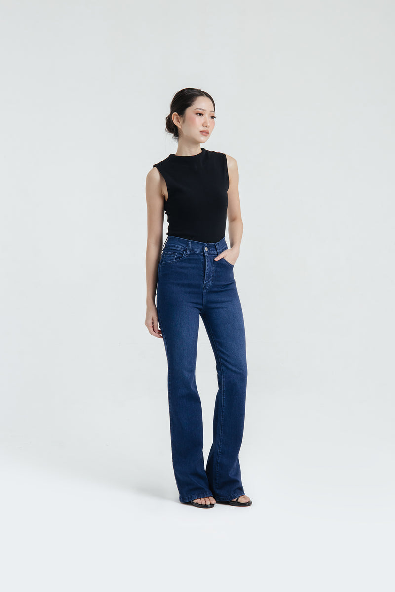 Dark Blue Elongating Flare Jeans