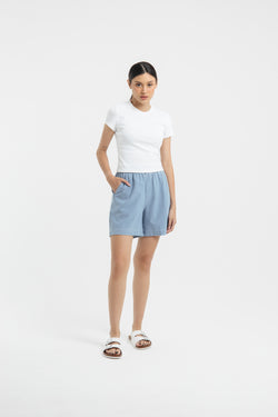 Light Blue Bamboo Denim Shorts
