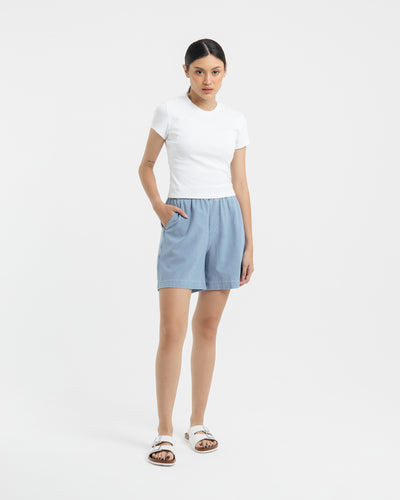 Light Blue Bamboo Denim Shorts