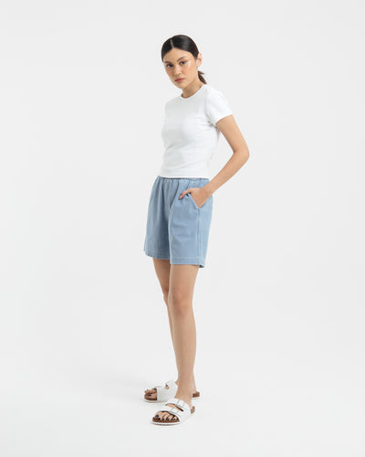 Light Blue Bamboo Denim Shorts