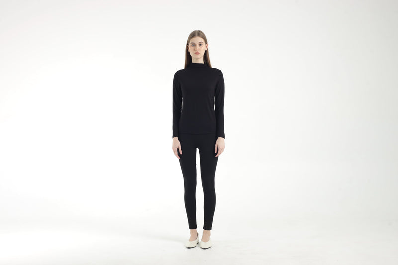 Black Bamboo High Neck Top