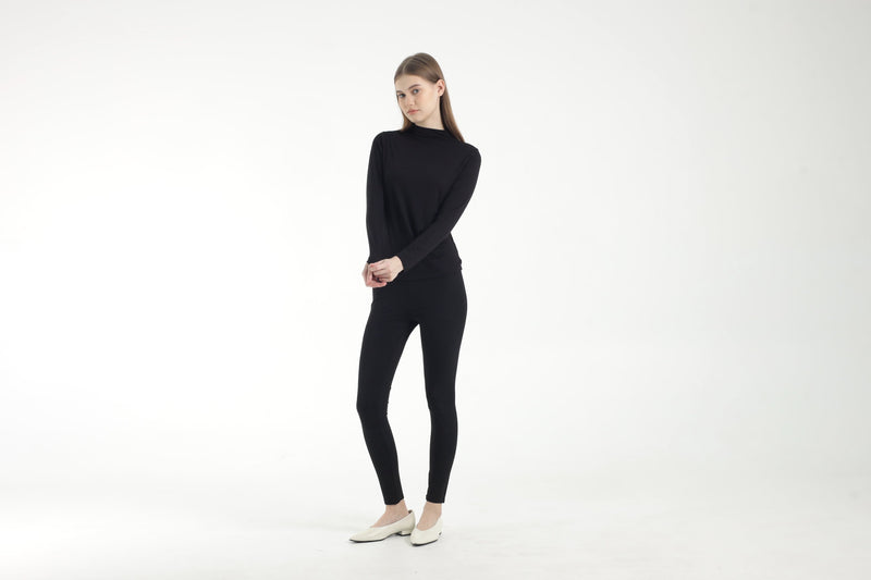 Black Bamboo High Neck Top