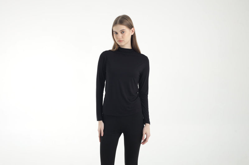 Black Bamboo High Neck Top