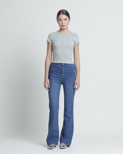 Washed Blue Elongating Flare Jeans