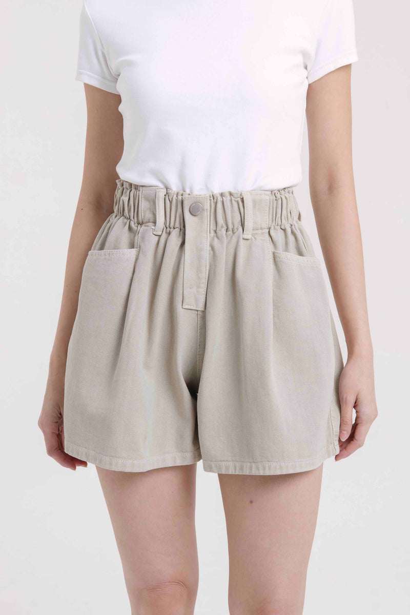 Beige Denim Shorts