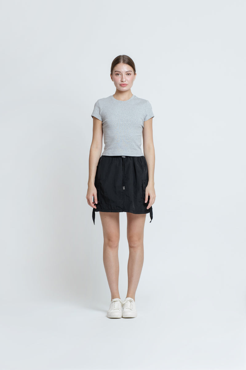 Black Cargo Pocket Skirt