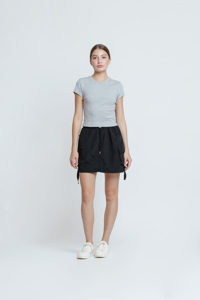 Black Cargo Pocket Skirt