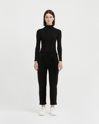 Black Corduroy Winter Relaxed Pants