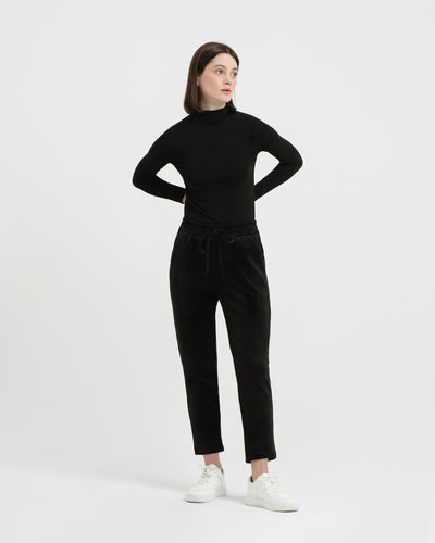 Black Corduroy Winter Relaxed Pants