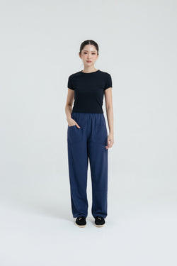 Navy Relaxed Linen Pants