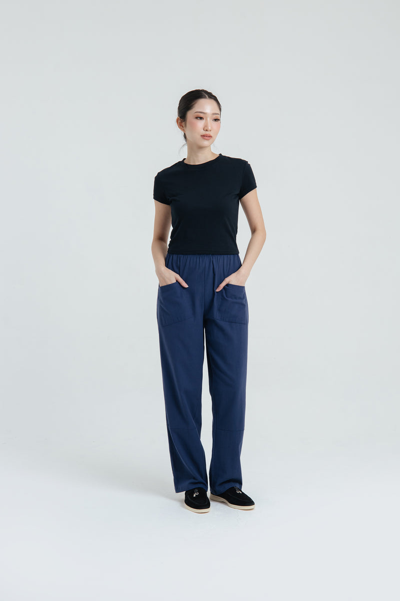 Navy Relaxed Linen Pants