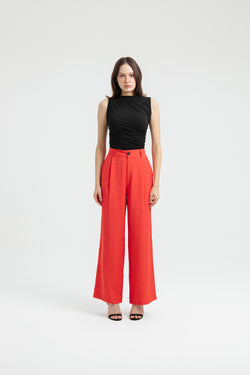 Red Fleur Loose Pants