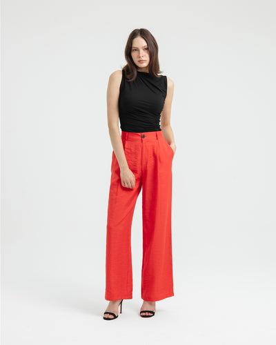 Red Fleur Loose Pants