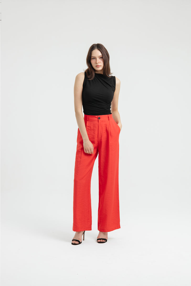 Red Fleur Loose Pants