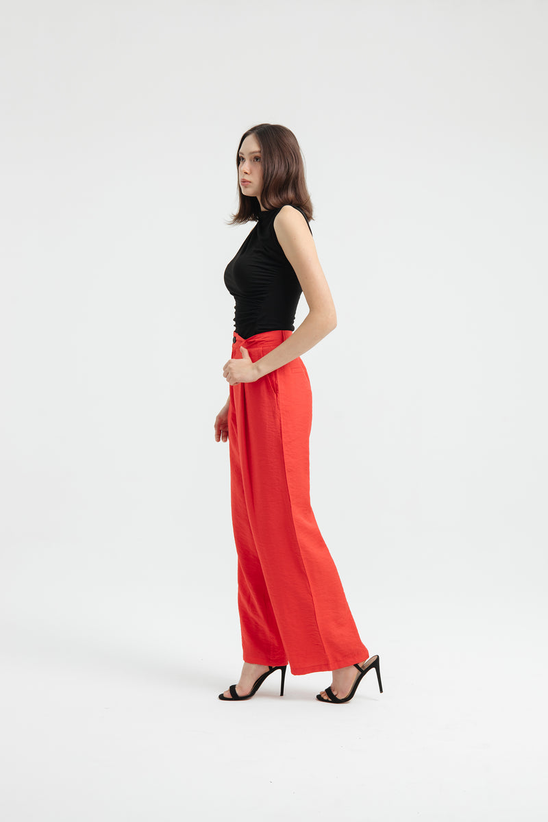 Red Fleur Loose Pants