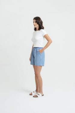 Light Blue Bamboo Denim Shorts