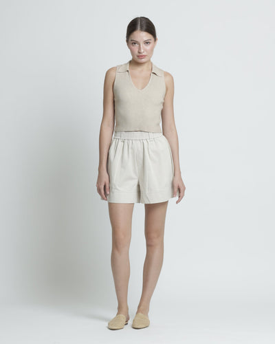 Beige Basic Cotton Shorts