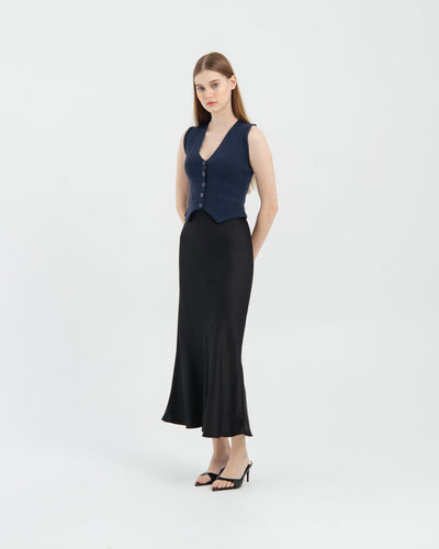 Black Perle Silk Skirt