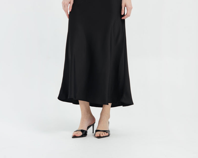 Black Perle Silk Skirt