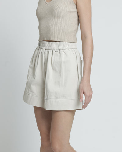 Beige Basic Cotton Shorts