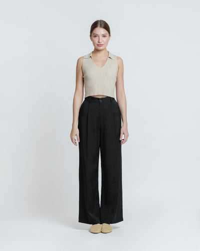 Black Fleur Loose Pants