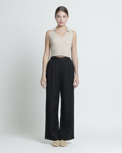 Black Fleur Loose Pants