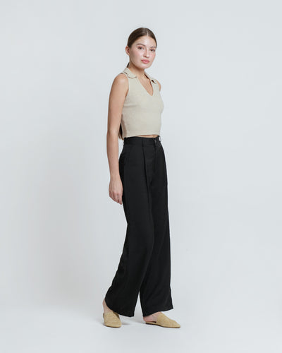 Black Fleur Loose Pants