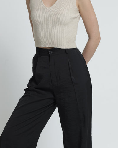 Black Fleur Loose Pants