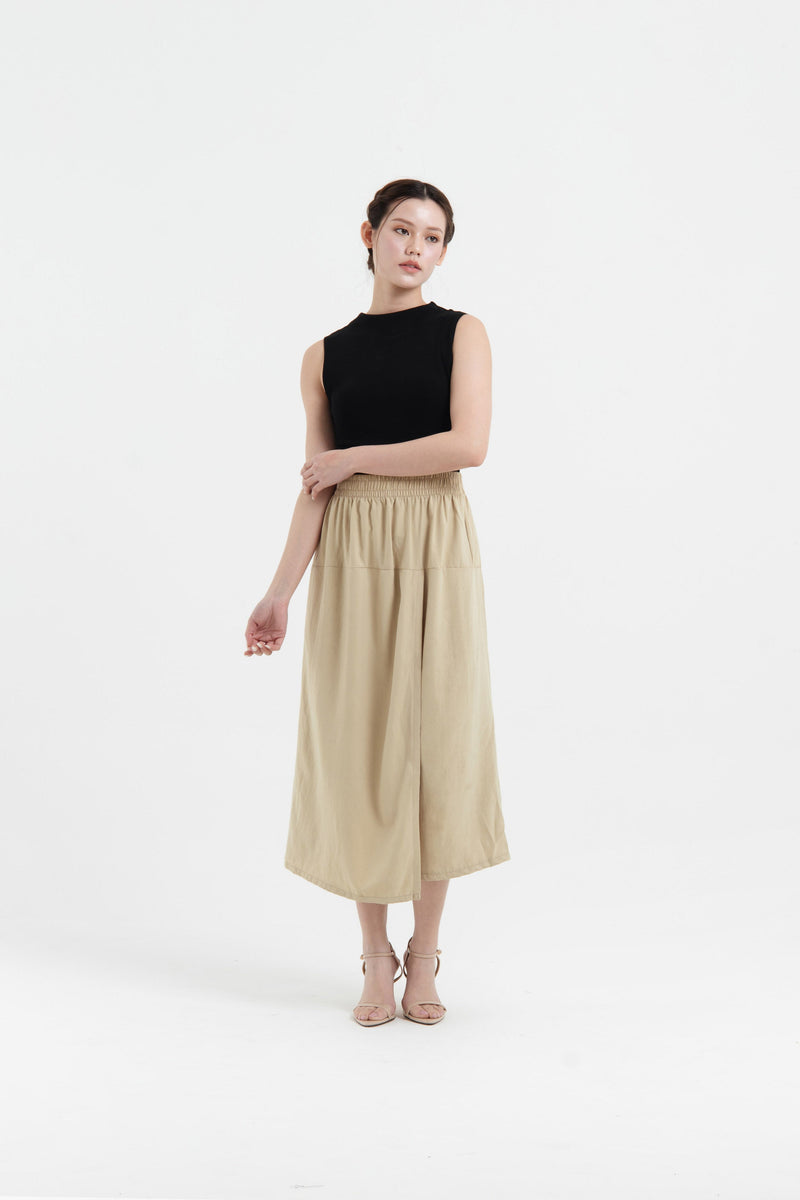 Beige Wrap Skirt Pants