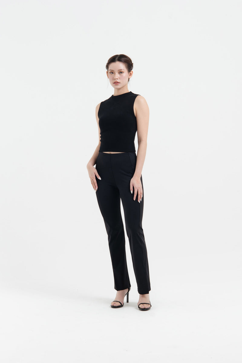 Black Bamboo Slit Pants