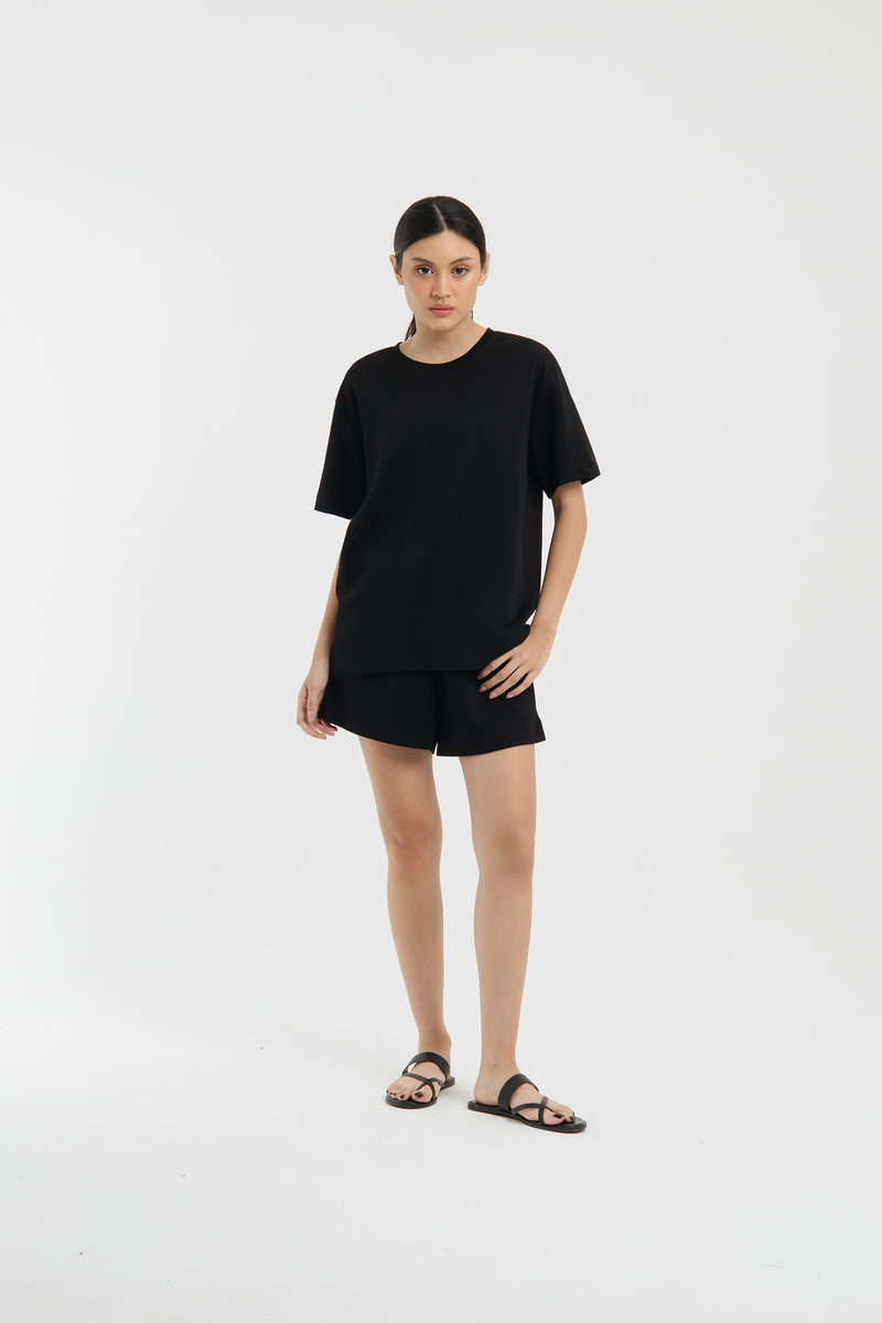 Black Bamboo Lyocell Basic Shorts