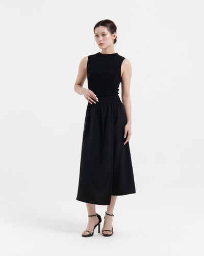 Black Wrap Skirt Pants