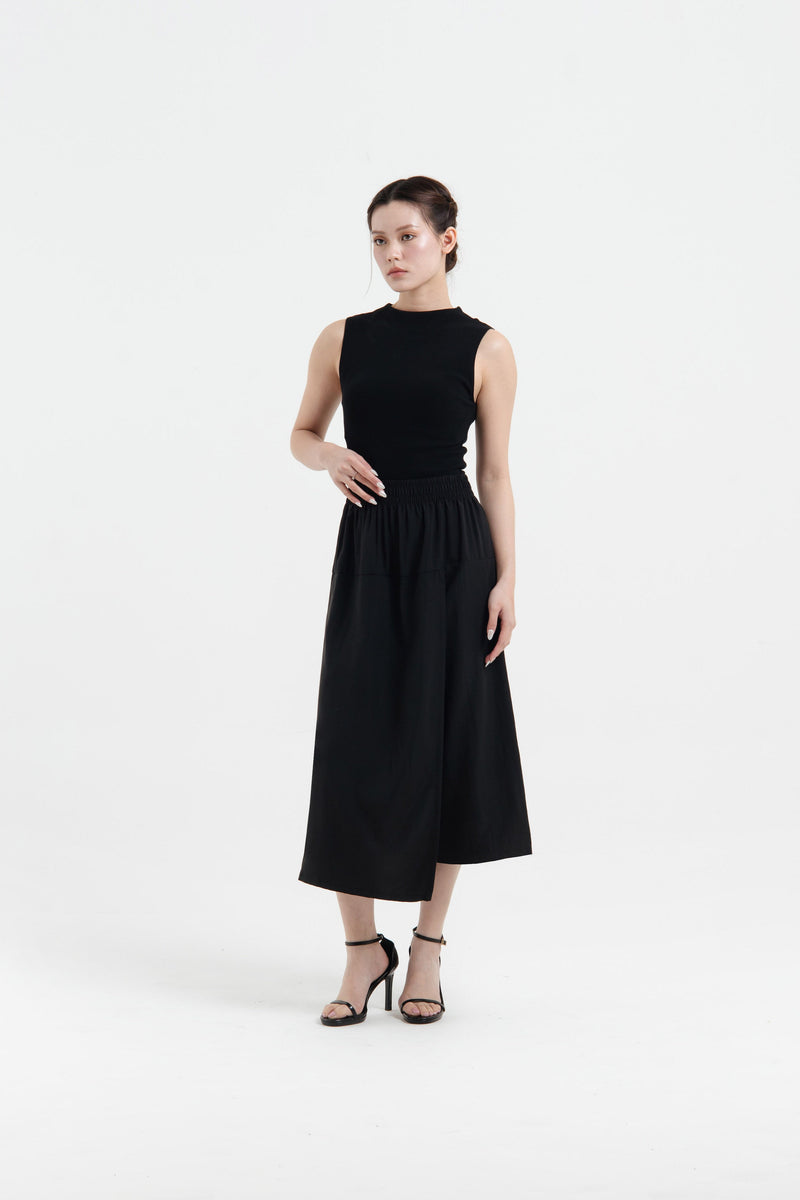 Black Wrap Skirt Pants