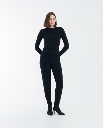Black Cable Knit Winter Jogger