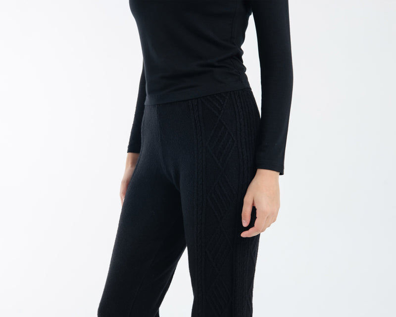 Black Cable Knit Winter Jogger