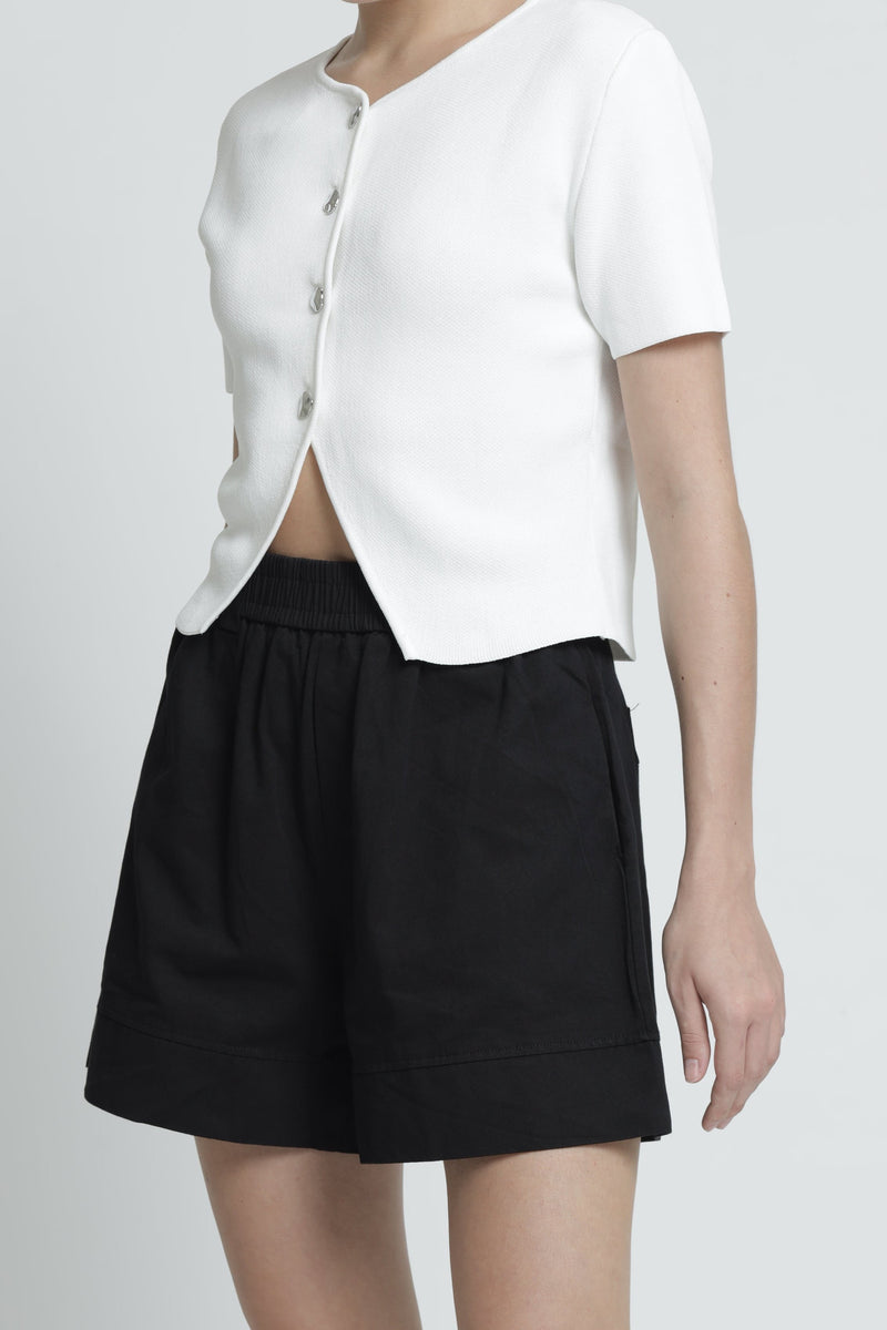 Black Basic Cotton Shorts