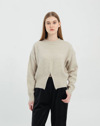 Taupe Zippered Sweater