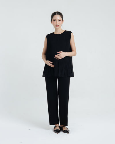 Black Bamboo Cotton Maternity Pants