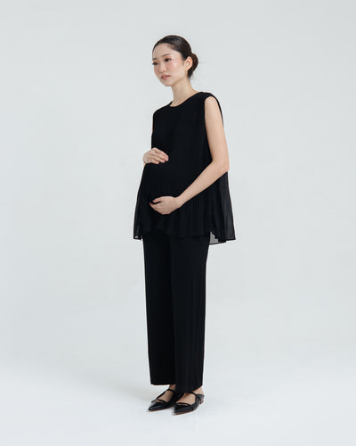 Black Bamboo Cotton Maternity Pants