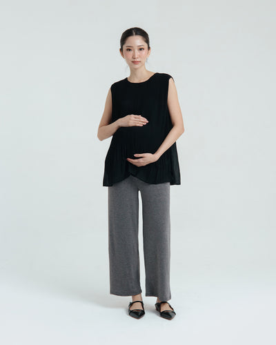 Grey Bamboo Cotton Maternity Pants