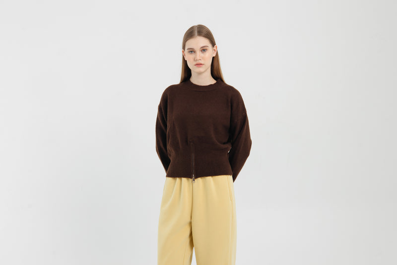 Brown Zippered Sweater