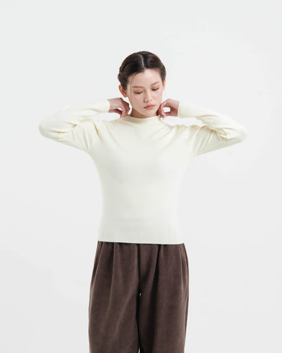 Cream Soft Knit Top