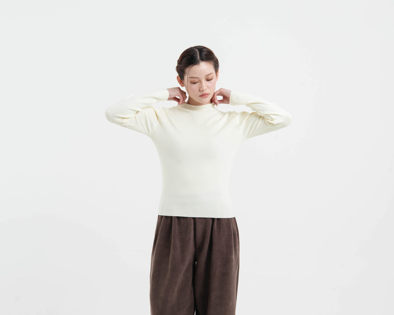 Cream Soft Knit Top