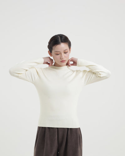 Cream Soft Knit Top