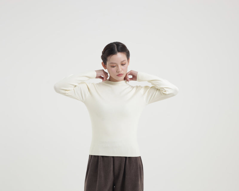 Cream Soft Knit Top