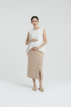 Tan Knit Maternity Skirt