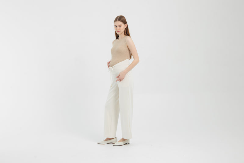 Cream Ultrasoft Bamboo 2.0 Maternity Overlap Pants