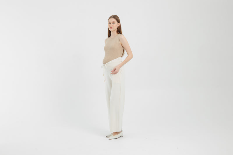 Cream Ultrasoft Bamboo 2.0 Maternity Overlap Pants